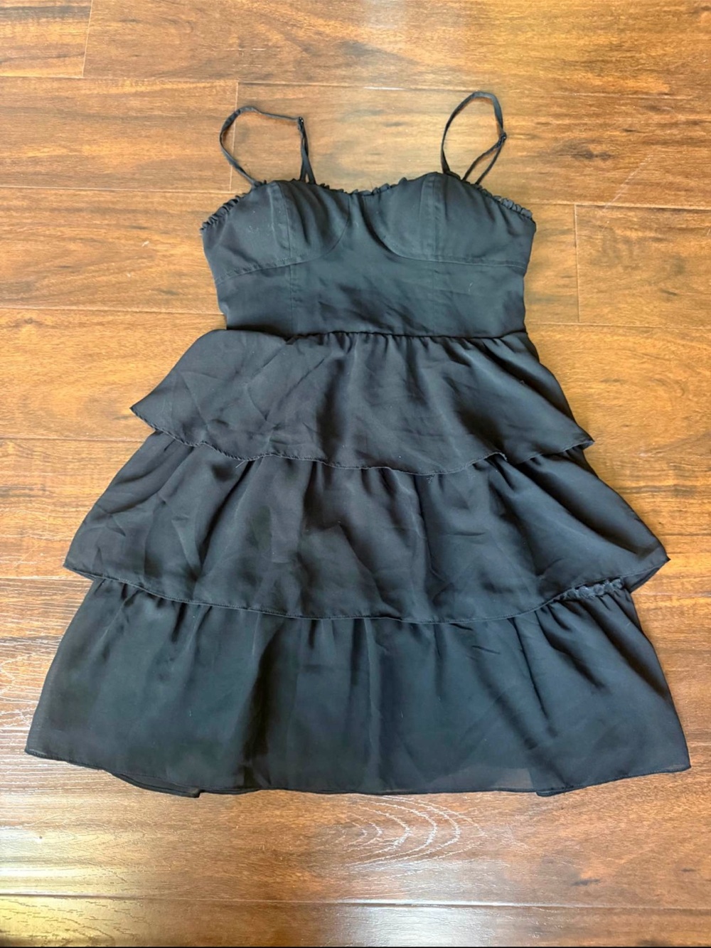American Eagle Outfitters Black Tiered Mini Dress